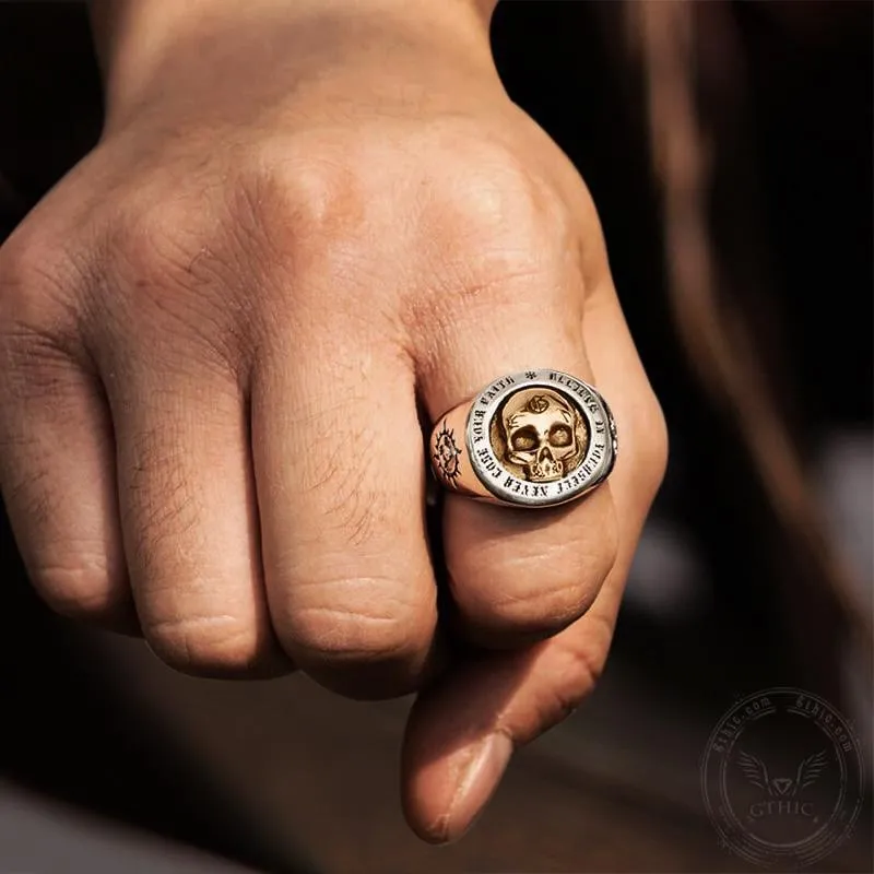 Rock Symbol Sterling Silver Skull Ring sold by GTHIC product image thumbnail 5