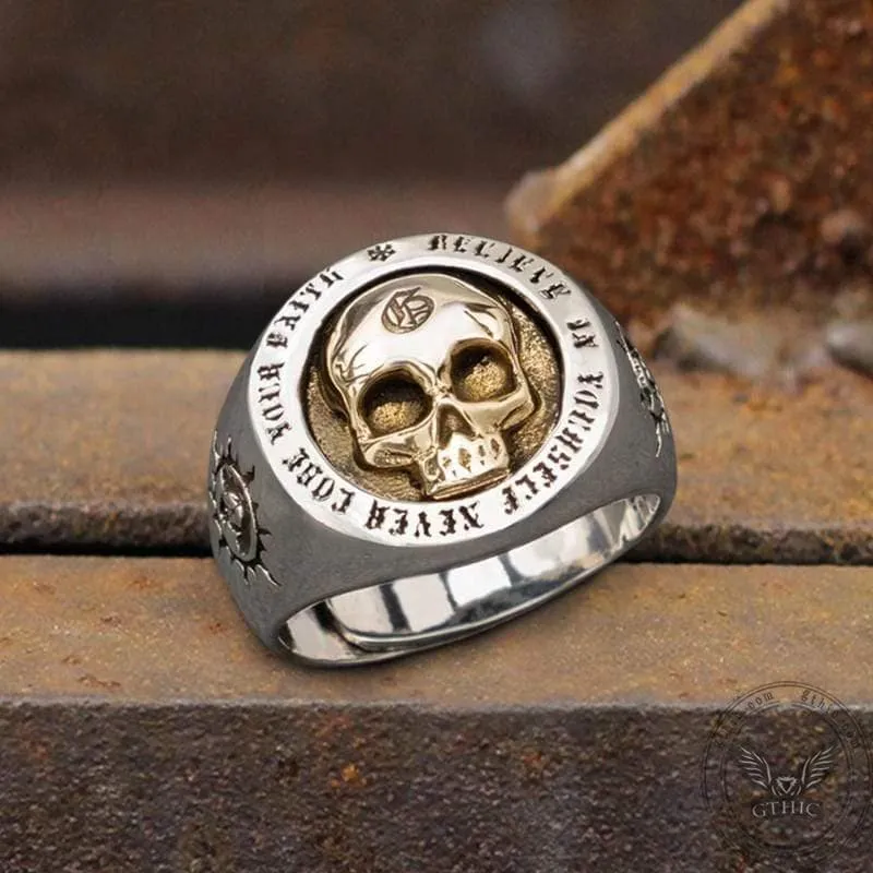 Rock Symbol Sterling Silver Skull Ring sold by GTHIC