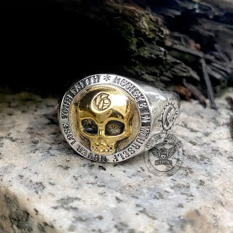 Rock Symbol Sterling Silver Skull Ring sold by GTHIC product image thumbnail 4