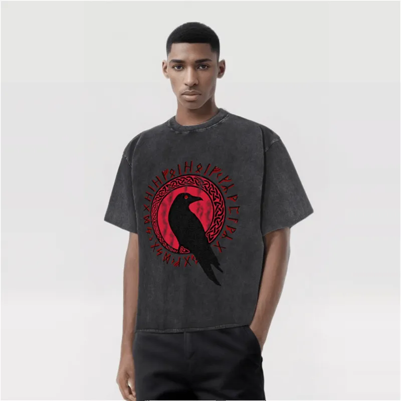 Vintage Washed Viking Raven Runes Knot T-shirt sold by GTHIC product image thumbnail 2