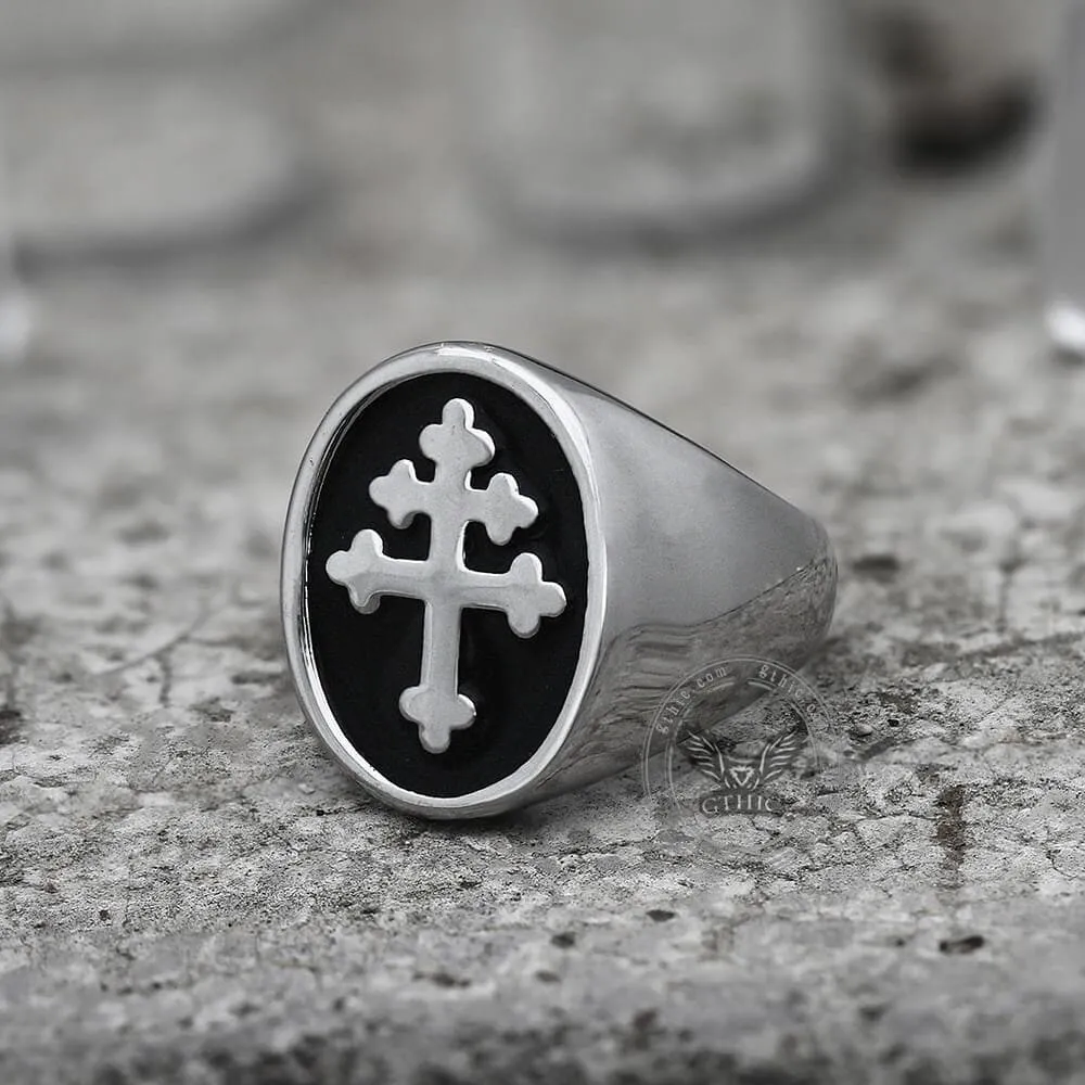 Cross of Lorraine Stainless Steel Masonic Ring sold by GTHIC product image thumbnail 4