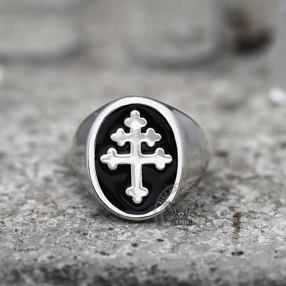 Cross of Lorraine Stainless Steel Masonic Ring sold by GTHIC
