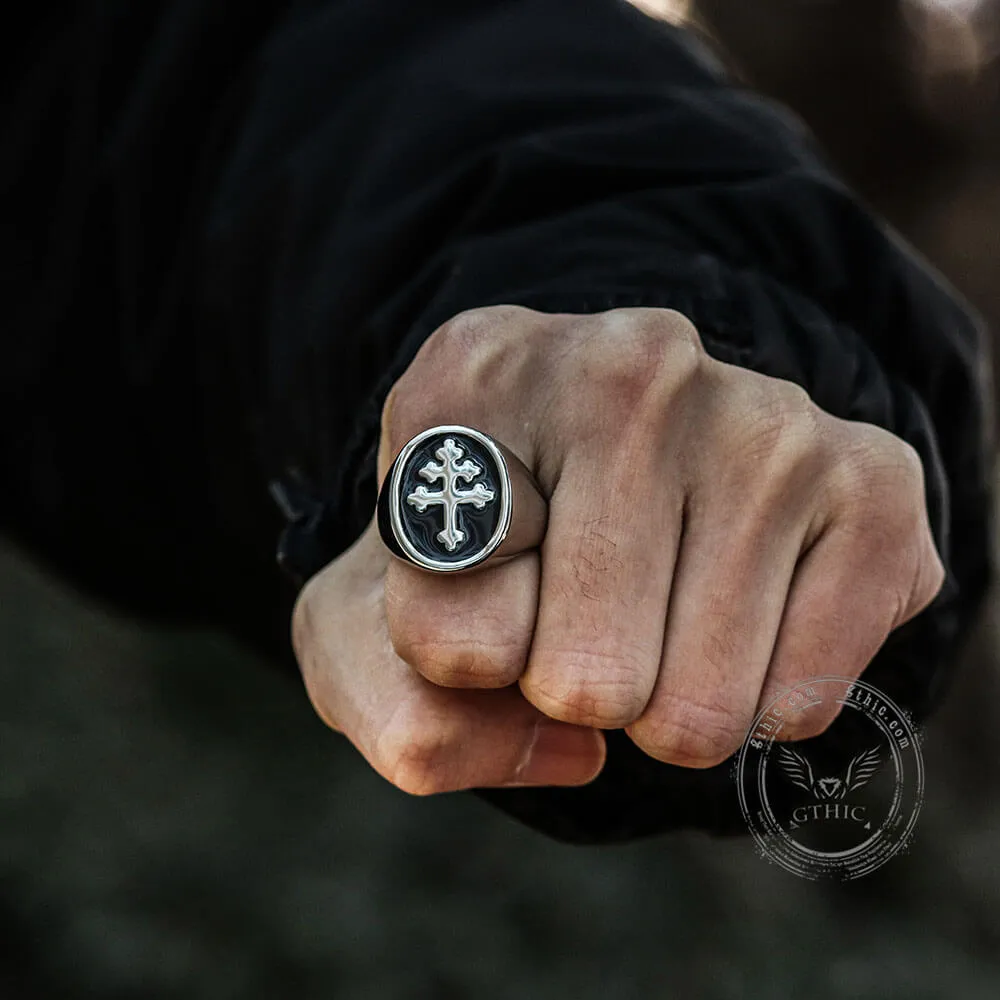 Cross of Lorraine Stainless Steel Masonic Ring sold by GTHIC product image thumbnail 2
