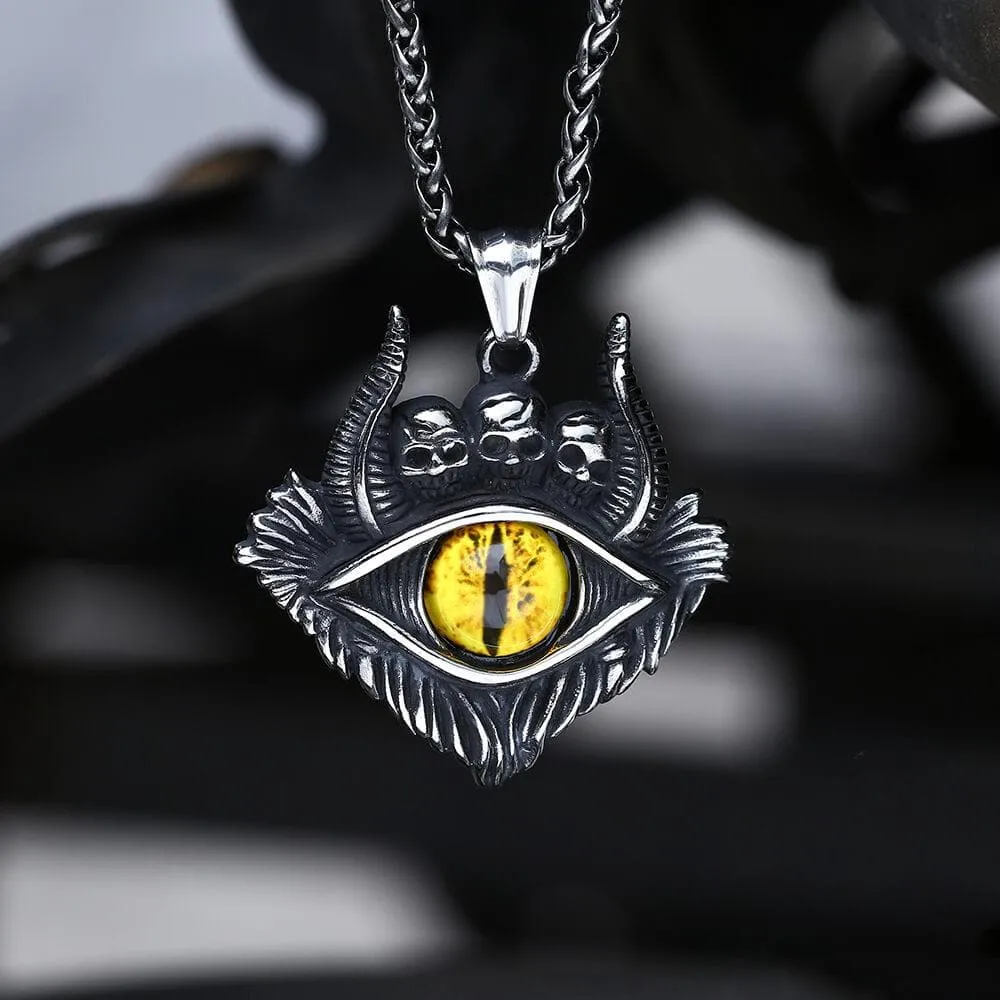 Eye of Hell Stainless Steel Skull Pendant sold by GTHIC