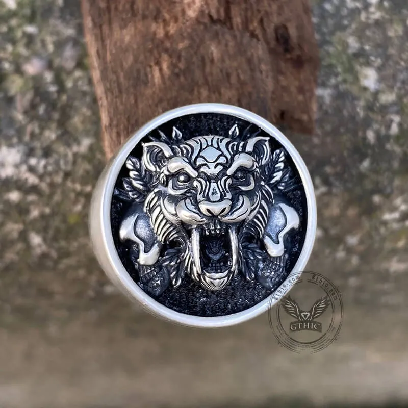 Saber Toothed Tiger Skulls Sterling Silver Ring sold by GTHIC product image thumbnail 3