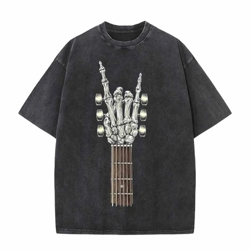 Vintage Washed Rock on Guitar Skull T-shirt sold by GTHIC