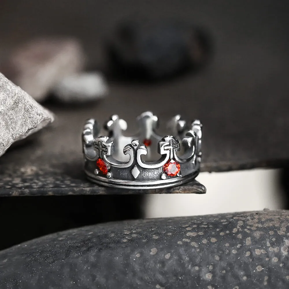 Gothic Roman Gemstone Crown Stainless Steel Ring sold by GTHIC