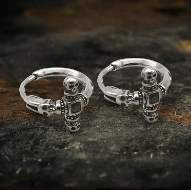 Punk Skull Cross Stainless Steel Hoop Earrings sold by GTHIC product image thumbnail 3