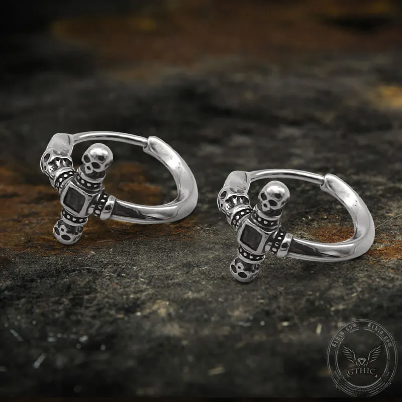 Punk Skull Cross Stainless Steel Hoop Earrings sold by GTHIC product image thumbnail 4