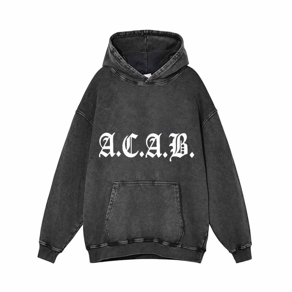 ACAB English Print Vintage Washed Hoodie sold by GTHIC