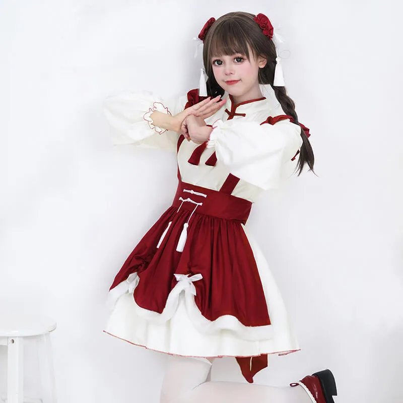 White And Red Cheongsam Maid Lolita Dress sold by GTHIC product image thumbnail 3