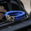 Japanese Samurai Dragon Brass Skull Paracord Bracelet sold by GTHIC
