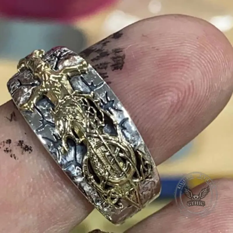 Vintage Sword Norse Dragon Sterling Silver Open Ring sold by GTHIC product image thumbnail 4