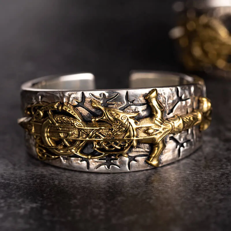 Vintage Sword Norse Dragon Sterling Silver Open Ring sold by GTHIC