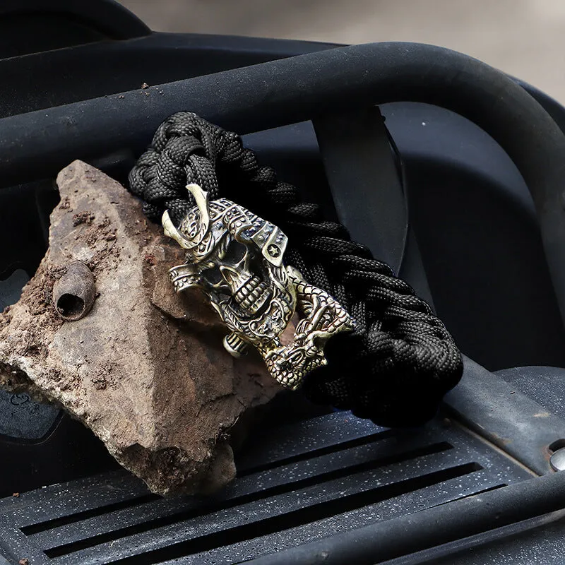 Japanese Samurai Dragon Brass Skull Paracord Bracelet sold by GTHIC product image thumbnail 3