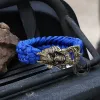 Japanese Samurai Dragon Brass Skull Paracord Bracelet sold by GTHIC