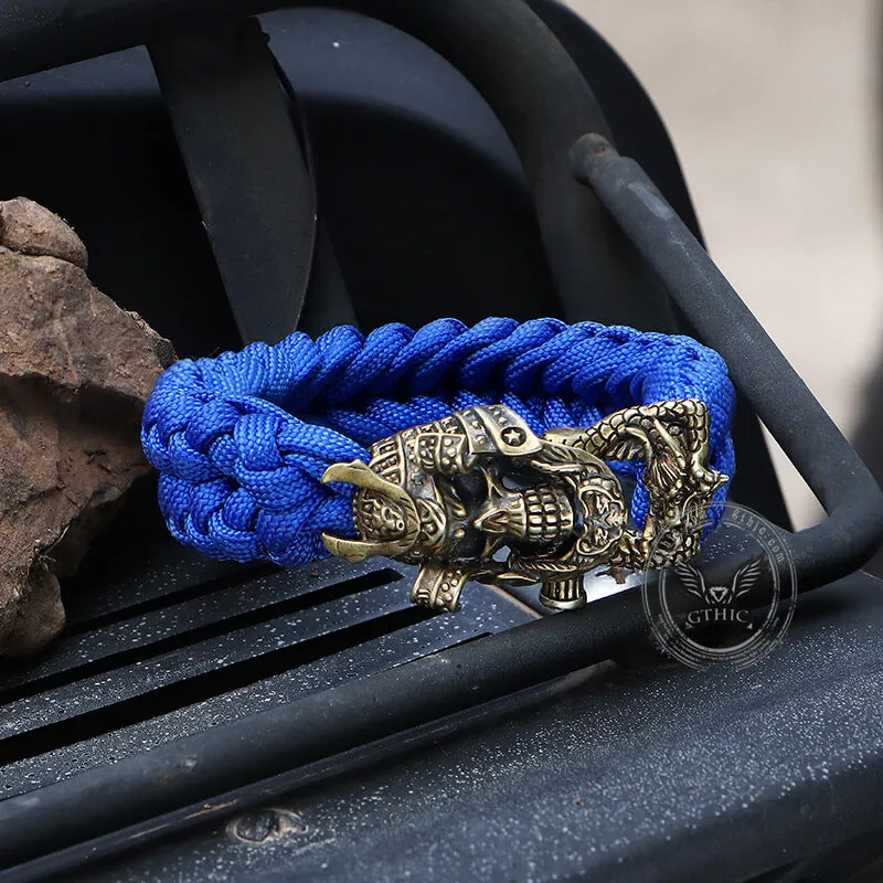 Japanese Samurai Dragon Brass Skull Paracord Bracelet sold by GTHIC product image thumbnail 5