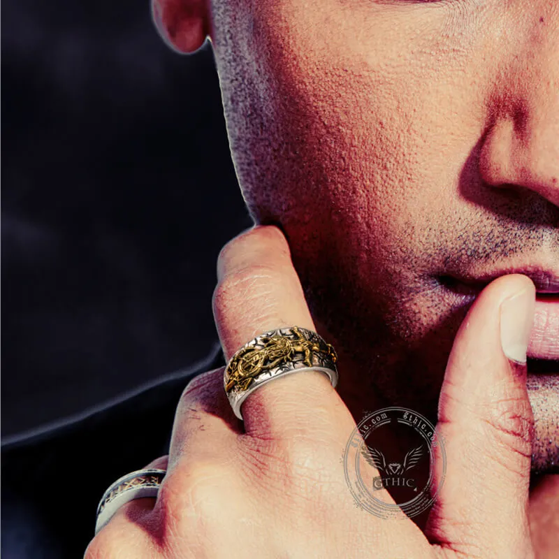 Vintage Sword Norse Dragon Sterling Silver Open Ring sold by GTHIC product image thumbnail 2