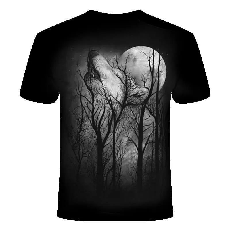 Night Forest Wolf Polyester T-shirt sold by GTHIC product image thumbnail 3
