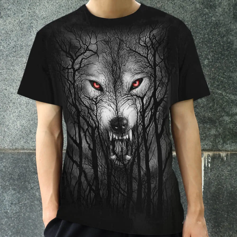 Night Forest Wolf Polyester T-shirt sold by GTHIC product image thumbnail 2