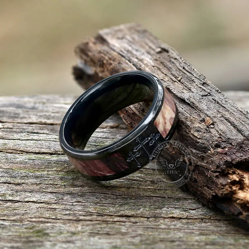 Black Camo Cross Titanium Band Ring sold by GTHIC product image thumbnail 4
