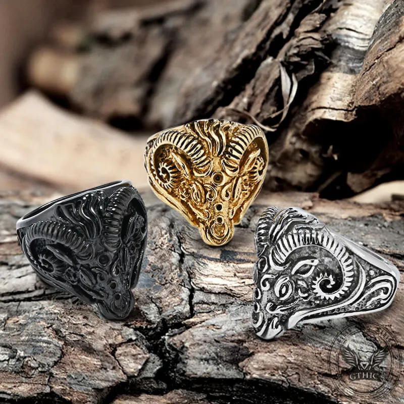 Vintage Goat Head Stainless Steel Ring sold by GTHIC