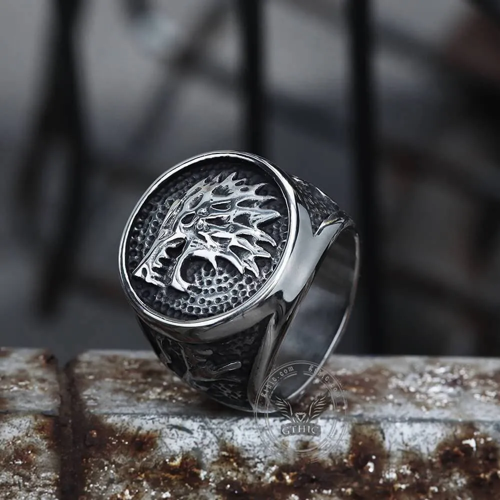 Growling Direwolf Stainless Steel Ring sold by GTHIC product image thumbnail 5