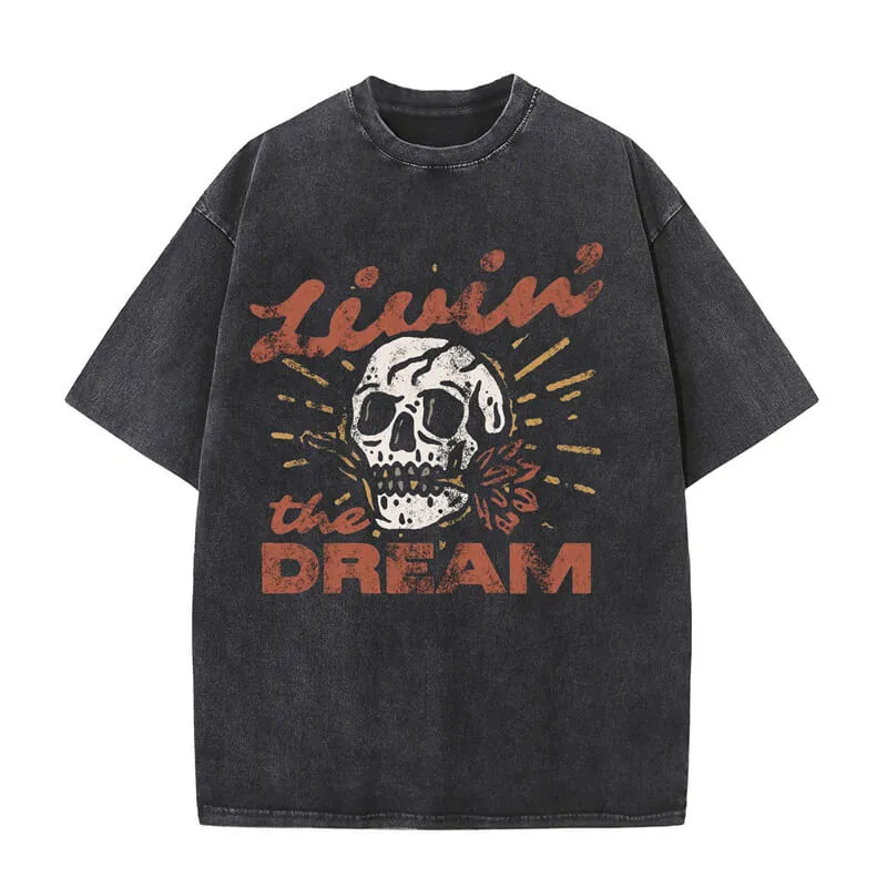 Living the Dream Skull Short Sleeve T-shirt sold by GTHIC