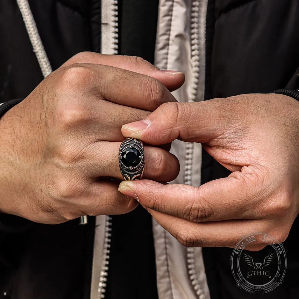 Carved Stainless Steel Gemstone Ring sold by GTHIC product image thumbnail 2