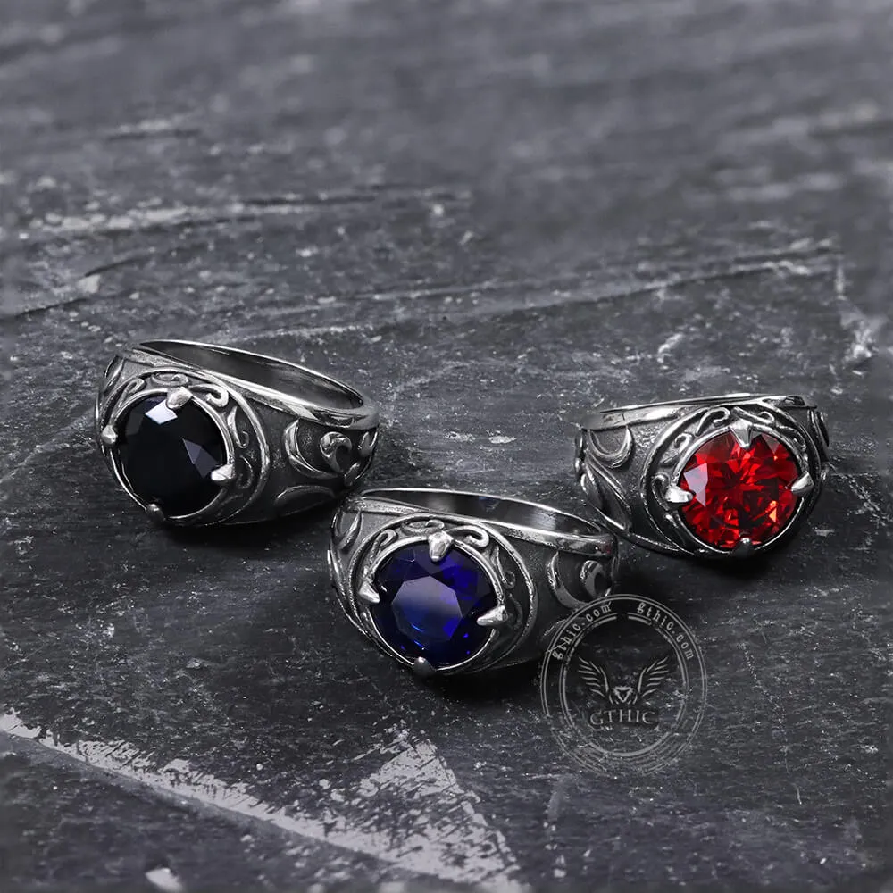 Carved Stainless Steel Gemstone Ring sold by GTHIC product image thumbnail 3