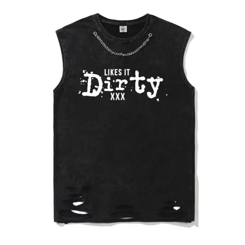 Vintage Washed Likes It Dirty Vest sold by GTHIC
