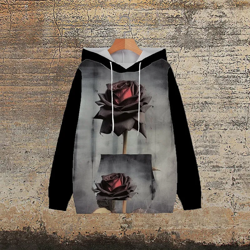 One Rose Polyester Gothic Hoodie sold by GTHIC