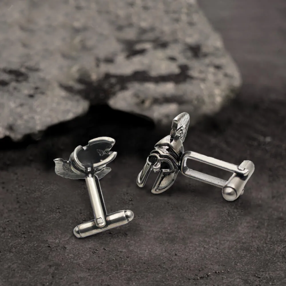 Vintage Spartan Helmet Brass Cufflinks Tie Clip sold by GTHIC product image thumbnail 2