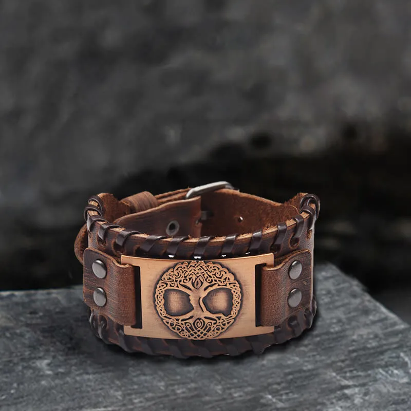 Viking Tree of Life Alloy Leather Bracelet sold by GTHIC product image thumbnail 4