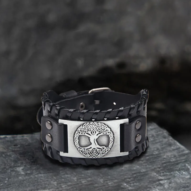 Viking Tree of Life Alloy Leather Bracelet sold by GTHIC product image thumbnail 3