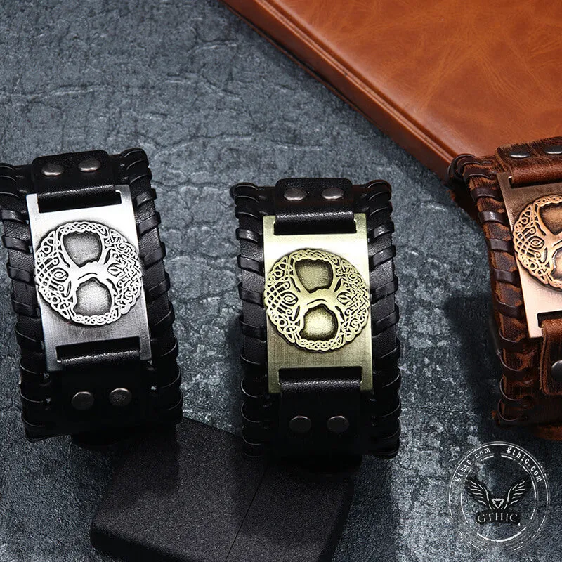 Viking Tree of Life Alloy Leather Bracelet sold by GTHIC product image thumbnail 5