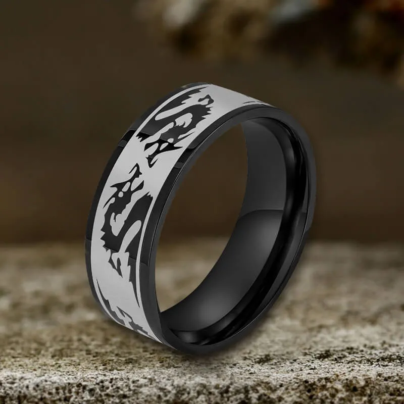 8 mm Dragon Shadow Stainless Steel Ring sold by GTHIC