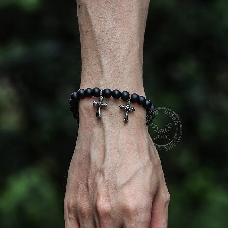 Cross Religious Agate Stone Bead Bracelet sold by GTHIC product image thumbnail 2