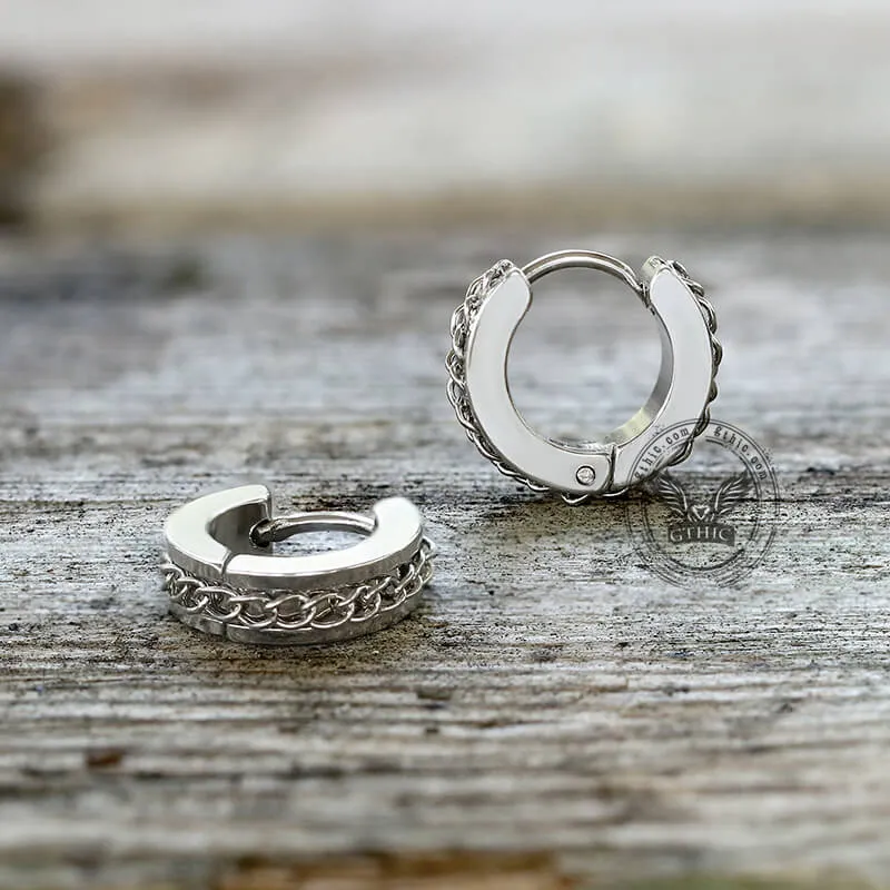 Simple Chain Design Stainless Steel Hoop Earrings sold by GTHIC product image thumbnail 5