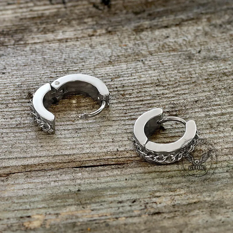 Simple Chain Design Stainless Steel Hoop Earrings sold by GTHIC product image thumbnail 4