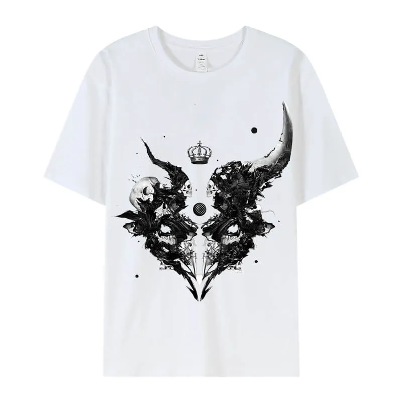 Demon Horns Cotton Skull T-shirt sold by GTHIC
