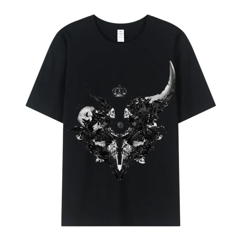 Demon Horns Cotton Skull T-shirt sold by GTHIC product image thumbnail 3
