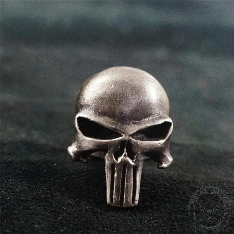 Punk Designed Skull Head Brass Sterling Silver Ring sold by GTHIC
