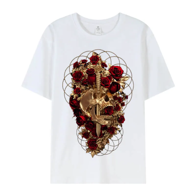 Skull Dagger Rose Cotton T-shirt sold by GTHIC product image thumbnail 3
