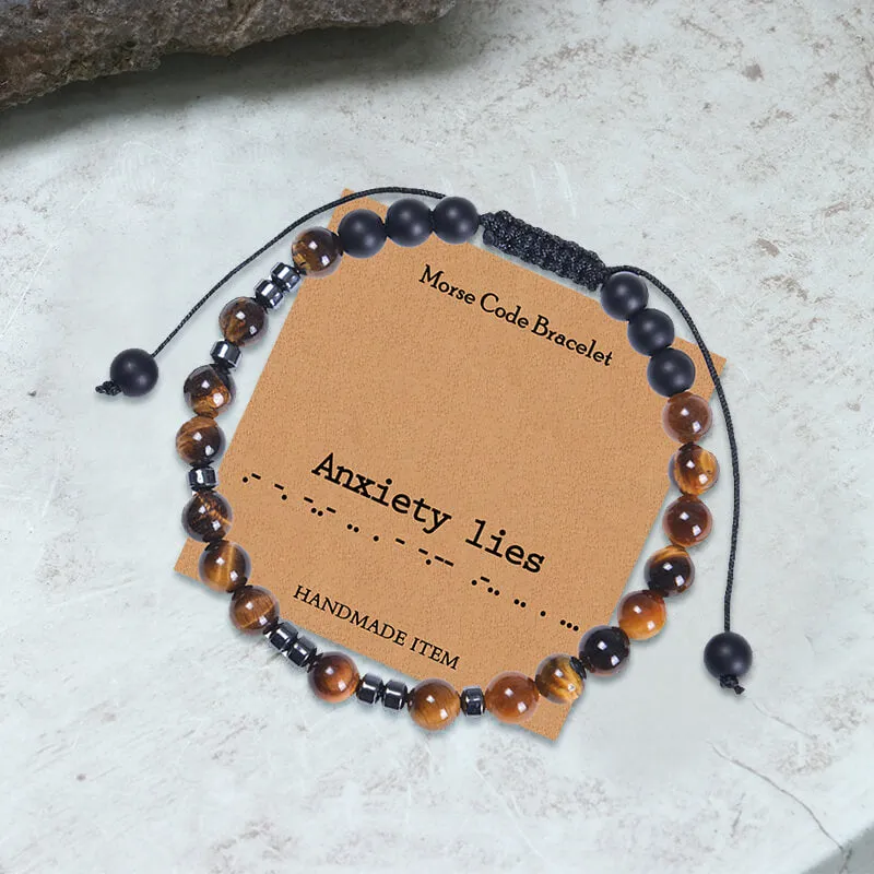 Tiger Eye Morse Code Braided Bracelet sold by GTHIC product image thumbnail 3