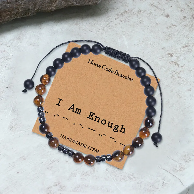 Tiger Eye Morse Code Braided Bracelet sold by GTHIC product image thumbnail 4