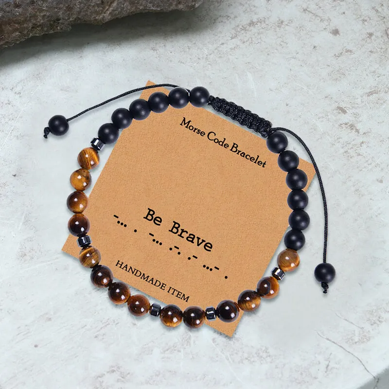 Tiger Eye Morse Code Braided Bracelet sold by GTHIC product image thumbnail 2