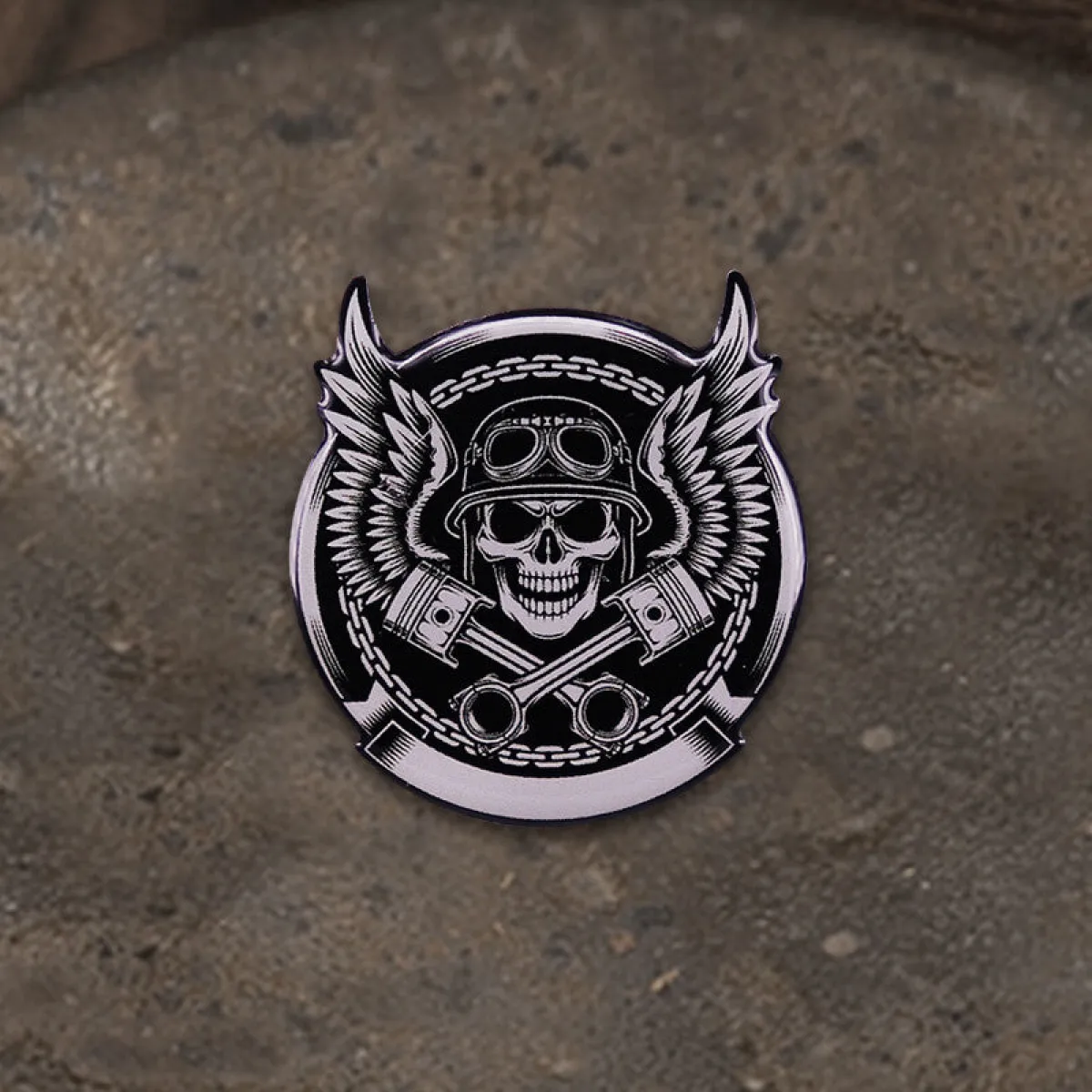Biker Skull Wings Alloy Brooch sold by GTHIC