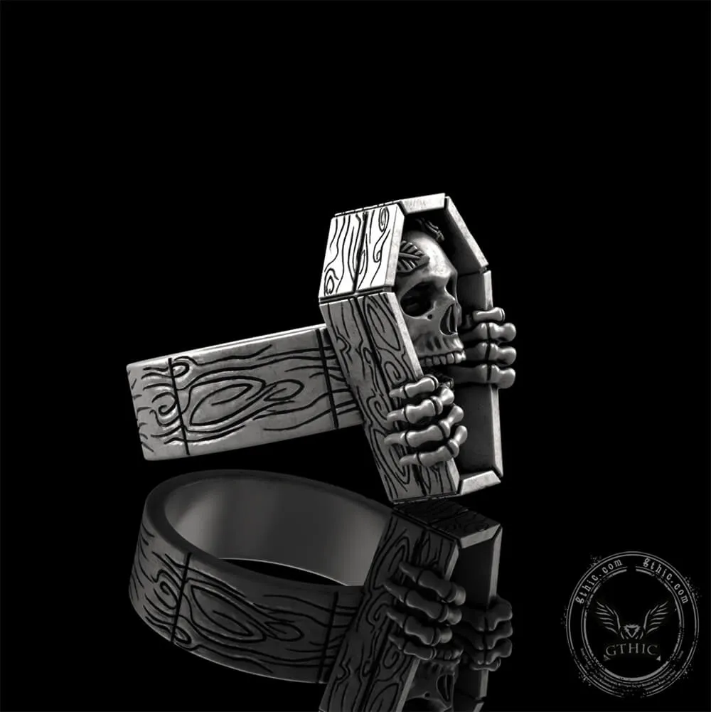 Skull Rose Coffin Sterling Silver Ring sold by GTHIC product image thumbnail 4