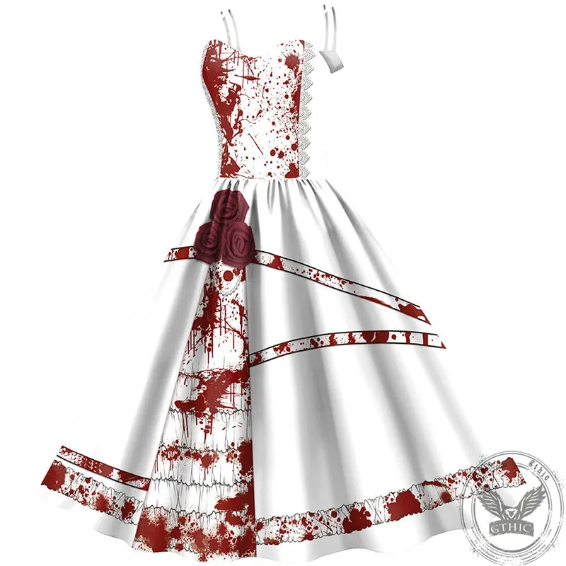 Gothic Bloody Rose Print Dress sold by GTHIC product image thumbnail 3